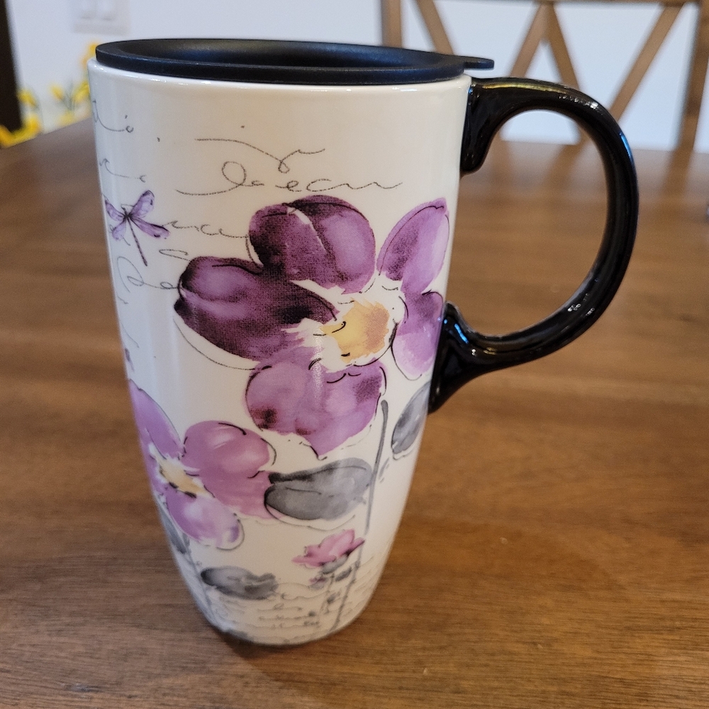 Cypress 17 oz ceramic tumbler with lid purple New
